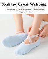 Calcetines de Yoga con vendaje de encaje para mujer, empuñaduras antideslizantes de silicona, cabeza redonda, Fitness, espalda descubierta, transpirable, algodón, Pilates, Ballet, danza - details 6