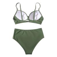 Conjunto de Bikini Sexy de dos piezas para mujer, ropa de playa Unicolor con realce, Tr de verano, Bikini Triangular, baño Ba de cintura, 2024 - details 33