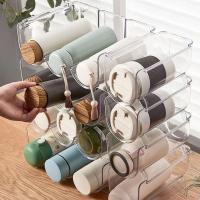 Portavasos de plástico creativo, soporte para botella de agua apilable transparente, estante de exhibición de vino para ahorrar espacio anticaída para el hogar - details 5