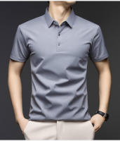 Polo de manga para hombre con cuello corto, seda helada, transpirable, agradable para la piel, moderno - details 5
