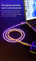 Cable de carga súper rápida RGB brillante con rotación de 180 °, Cable USB a tipo C, flujo MicroUSB, Streamer colorido, línea de datos de cargador, 6A, 120W - details 5