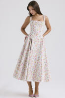 Novedad de verano, camisola floral larga con espalda expuesta, elegante vestido con vuelo grande y temperamento francés - details 4