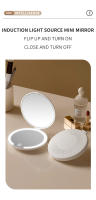 Espejo de maquillaje HD recargable de doble cara con luz LED, 3 niveles de luz color ajustable, plegable y fácil de transportar - details 7