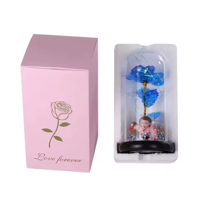 Lámpara Decorativa de Vidrio con Rosa Eterna Diseño Boho Chic para Dormitorio/Sala de Estar - 1