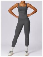 Conjunto de Yoga de 2 Piezas para Mujer Pantalones de Alta Cintura con Talle en la Articulación y Sujetador Cortado para Gimnasio Ropa de Entrenamiento de Primavera/Verano Material Exterior de Nylon - details 18