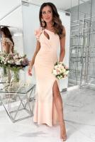 Elegante Vestido Largo de Noche Unicolor con Abertura, Detalles Bohemios, Tejido Elegante y Vaporoso Ideal para Bodas y Fiestas - details 4