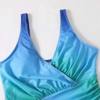 Traje de baño de una sola pieza de un solo artículo de tono liso degradado para mujer sexy, ropa de playa - details 6