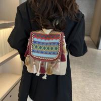 Mochila de estilo étnico con borlas, bolso escolar pequeño de lona, ​​bolso de hombro con borlas, bolso escolar bordado de estilo coreano de gran capacidad - details 15