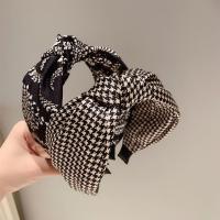 Diademas Vintage a cuadros para niña y mujer, bandanas antideslizantes de lado ancho, cinta para el pelo de rejilla, diadema con nudo, envoltura para la cabeza coreana - details 4