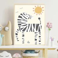 Póster de Niños de Dibujos Animados Nórdicos JUBEER en Lienzo Arte de Pared para Guardería Pintura de León y Elefante en Bosque Decoración de Habitación de Bebé - details 4