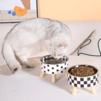 Cuenco de acero inoxidable antiasfixia para gatos, comedero antideslizante con soporte, cuenco elevado para gatos, rejilla/punto de onda, alimentador para perros de pie alto - details 6