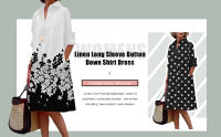 Marca de moda, vestido camisero de manga larga, informal, holgado, con estampado Floral, de una sola fila, con botones, Polo, bata con bolsillo para mujer 2023 - details 2