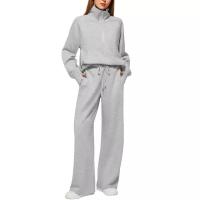 Conjuntos de dos piezas para mujer, tops y pantalones de cuello alto informales, trajes de moda para mujer, otoño - details 2