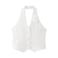 BUNO-moda para mujer, diseño de flores con un solo pecho, chaleco blanco con cuello Halter, chaqueta de oficina para mujer, chaleco corto sin mangas - details 1