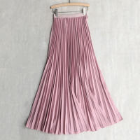 Falda Plisada Elegante Para Mujer Cintura Alta Larga Midi Color Negro Alta Calidad Saia Elegante Para Damas De Negocios Y Fiestas - details 12