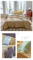 Manta de Algodón Puro Diseño de Gato en Cuadros Amarillo Tamaño de Cama Rey Ideal para Verano - details 10