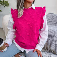 Suéter de punto sin mangas con volantes para mujer, chaleco informal, Otoño e Invierno - details 2