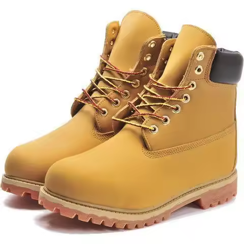 Modelos de pareja amarillos para hombre y mujer, boo, tacones altos impermeables. - 1