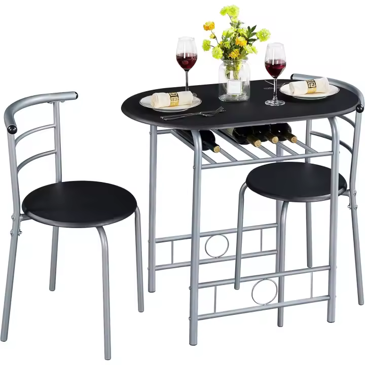 Comedor Rústico para 2 Personas - 1 Mesa Con Compartimento y 2 Sillas - Estilo Cocina - 1