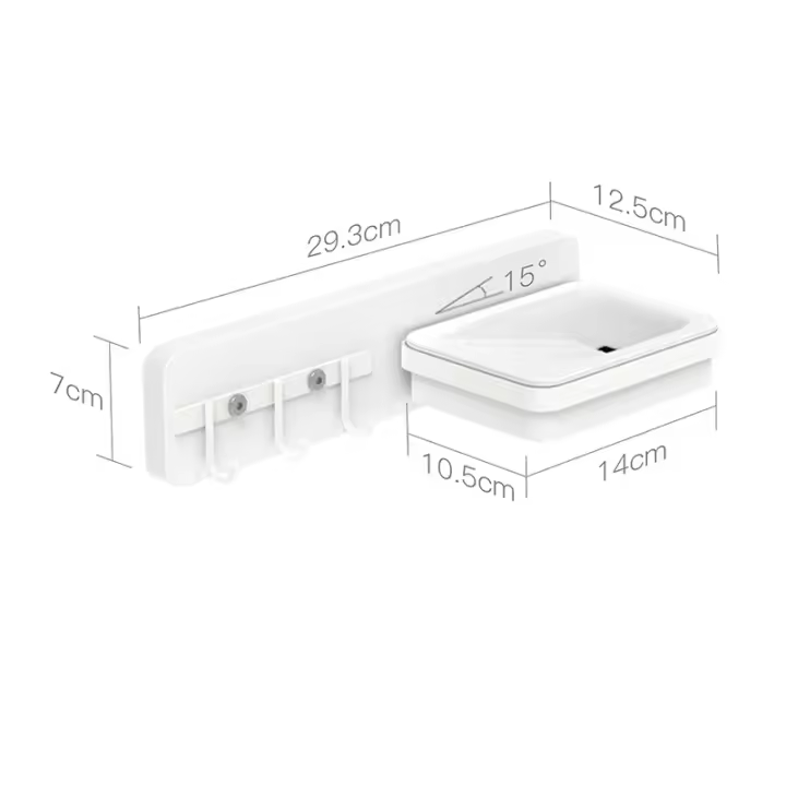 Jabonera De Pared Escurridor Jabonera Lavabo Baño Multifuncional Pequeños Ganchos Jabonera Estante - 1