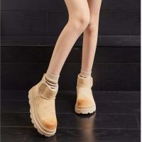 Botas de nieve hasta la rodilla con suela gruesa para mujer, estilo formal de cuero floral, popular felpa baja cálida para invierno - details 5