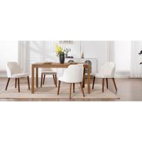 Juego de 2 Sillas de Comedor de Madera Maciza, Sillas de Cocina con Respaldo de Ratán, Sillas Rústicas Tapizadas en Cuero PU para Restaurante/Cafetería - details 6