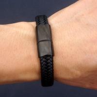 Pulsera trenzada de acero inoxidable para hombre y mujer, brazalete multicapa de Color negro y marrón, joyería de cuero - details 5