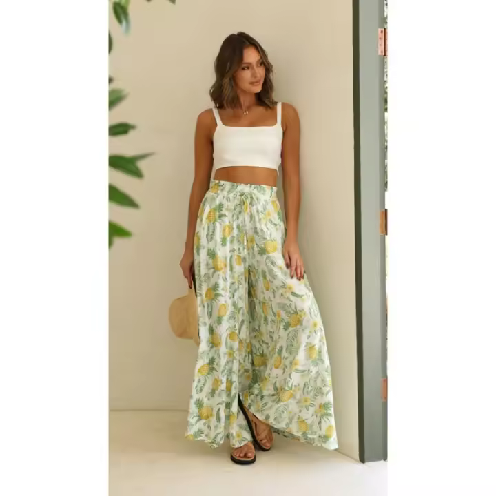 Tiendas Primavera Y Verano Casual Explosión De Pierna Ancha Suelta Casual Moda Pantalones Mujeres - 1