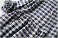 Vestido literario de primavera y otoño, cómodo, de algodón de doble capa, con cuello levantado, de manga larga, holgadas de cuadros - details 9