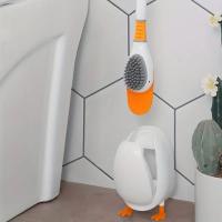 Cepillo De Inodoro De Pico De Pato Con Mango Largo Cepillo De Limpieza De Piso Para Baño Cepillo De Toalla Suave Montado En La Pared Set De Limpieza Del Baño - details 0