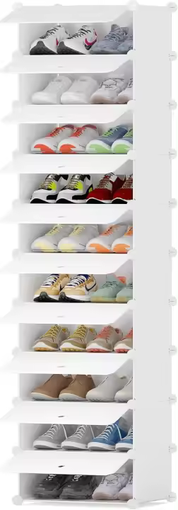 Zapatero, 10 Niveles Zapatero Entrada Recibidor, Capacidad para 20 Pares de Zapatos, Zapatero Estrecho Zapateros Estrechos para Entradas, Dormitorios y Pasillos, Transparente - 1