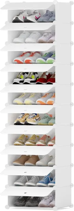 Zapatero, 10 Niveles Zapatero Entrada Recibidor, Capacidad para 20 Pares de Zapatos, Zapatero Estrecho Zapateros Estrechos para Entradas, Dormitorios y Pasillos, Transparente - 1