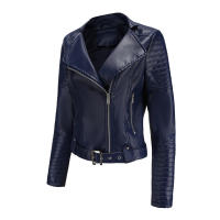 Abrigo corto de motociclista de piel sintética para mujer, chaqueta de manga larga con cremallera, ropa de otoño - details 22