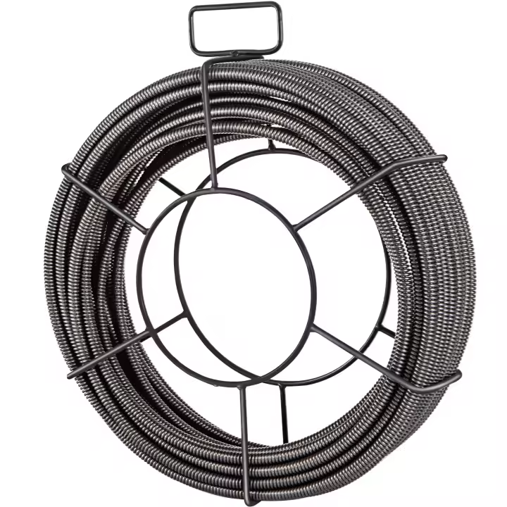 SucceBuy Cable de limpieza de drenaje de 50 pies x 3/8 pulgadas, serpiente de barrena de alcantarillado de núcleo sólido para tuberías, eliminación de obstrucciones, barrena de drenaje de alta resistencia, cable de alcantarillado de alto rendimiento - 1