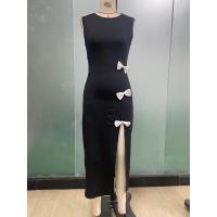 Moda mujer Primavera/Verano Elegante Slim Fit con vestido sin mangas con lazo - details 5