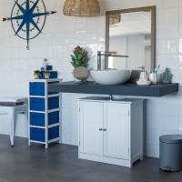 Mueble Bajo Lavabo de Madera Blanca de 60x60x30 cm con 2 Puertas y 2 baldas para Lavabos con Pedestal de Pie - details 4