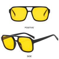 Gafas de sol vintage de doble puente amarillas para mujer, montura cuadrada de gran tamaño, gafas de sol de lujo, gafas de piloto para mujer - details 2