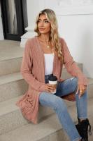 Cardigan de Punto Abierto Casual Abrigo Medio Estilo Y2K para Mujer Moda Callejera Elegante - details 1