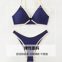 2025 Nuevo color bloqueado cuello colgante sexy mujer playa traje de baño bikini conjunto - details 3