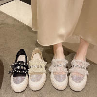 Zapatos individuales de malla con diamantes de imitación de encaje, zapatos transpirables de suela gruesa para mujer, versátiles y fragantes - details 3