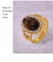 Anillo ovalado de Maple inoxidable with Piedra Roja Azul, Anillo impermeable Chapado en oro para Mujer decorado with Joyas de lujo - details 9