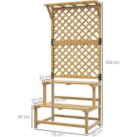 Estante de madera para plantas de 2 niveles, soporte para macetas de exterior con rejilla para jardín, patio, terraza, 75x50x166 cm, natural - details 6