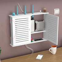 Caja de Almacenamiento para Router Inalámbrico Wifi de Madera con Soporte para Cables y Enchufe Placa de Pared Colgante - details 2