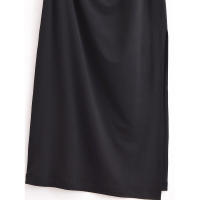 Vestido largo asimétrico sin mangas con dobladillo fruncido lateral para mujer de High Street, negro, sexy, maxi. - details 3