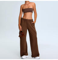 Otoño Invierno nuevo Yoga mujeres elástico de cintura alta pierna recta deportes Casual acampanado Cargo Fitness pantalones largos - details 36