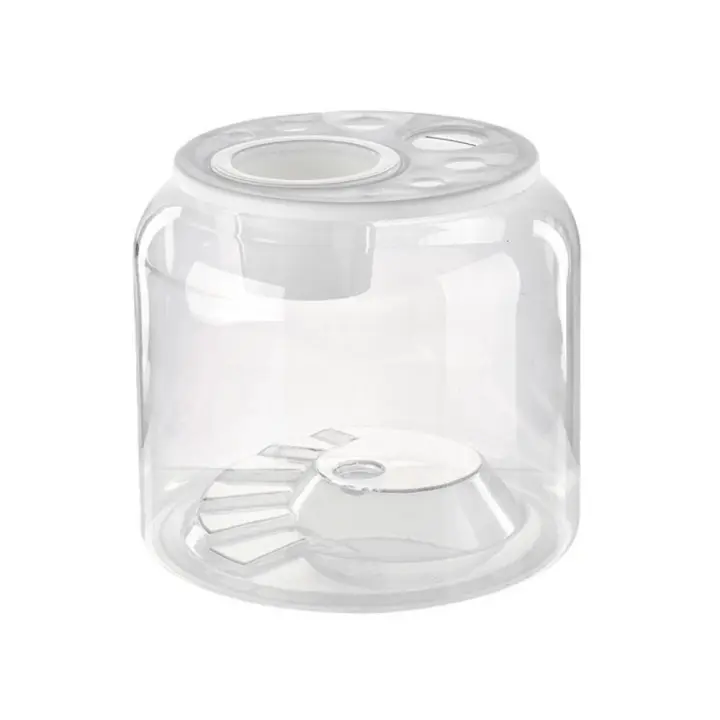 Macetero hidropónico, jarrón redondo transparente para pecera, tanque de tortuga de escritorio irrompible de plástico con cubierta, pecera dorada para el hogar - 1