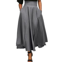 Falda larga acampanada con mariposas para mujer, color gris, negro, rojo vino - details 1