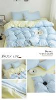 Setera de Cama de Color Sólido Coreano Negra de Alta Calidad para Huecos de Cama Reina/Rey Cubierta de Edredón de Tela Simple Tintada - details 15