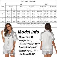Cómodo pijama de mujer, conjunto de satén, manga corta, pantalón largo, ropa de estar por casa de tallas grandes, ultrafino transpirable, suave y ligero transparente - details 0