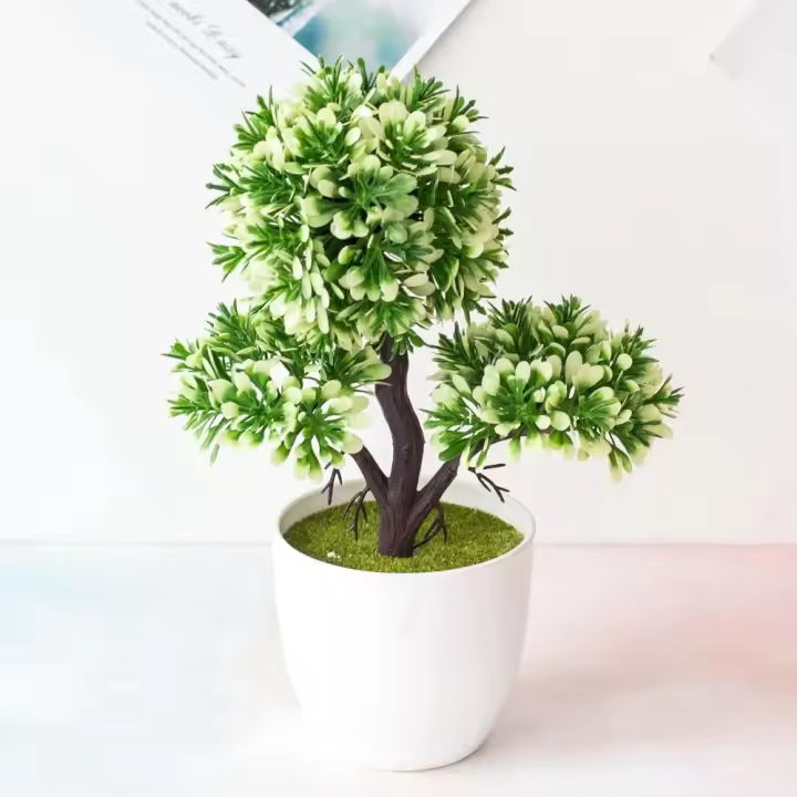 Maceta de plantas artificiales para invitados de bonsái, árbol pequeño de pino en maceta, adornos creativos de escritorio, simulación de flores falsas, novedad - 1
